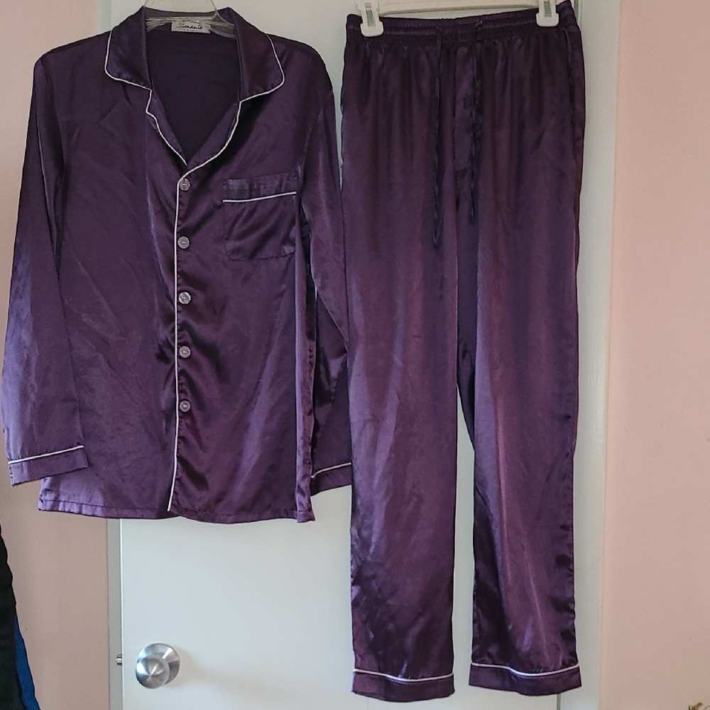 Purple Satin Pajama Set